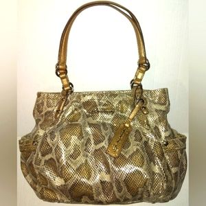 L@@K! BEAUTIFUL Like New B. MAKOWSKY Python embossed Exotic Lrg Leather Satchel